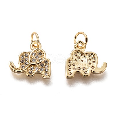 Brass Micro Pave Clear Cubic Zirconia Charms ZIRC-C020-35G-1