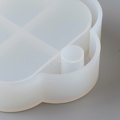 DIY 4 Compartments Flower Layered Rotating Storage Box AJEW-D046-02A-1