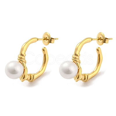 304 Stainless Steel Ring Stud Earrings EJEW-M233-04G-1