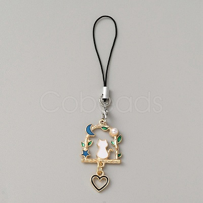Alloy Enamel Arch with Cat & Heart Phone Charm Mobile Straps HJEW-WH0007-26-1