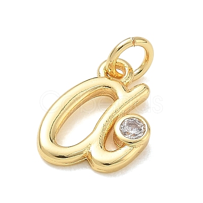 Brass Micro Pave Clear Cubic Zirconia Charms KK-D289-66G-A-1