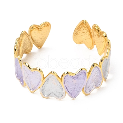 304 Stainless Steel Enamel Heart Open Cuff Bangles for Women SA-CBA1A30-01B-G-1