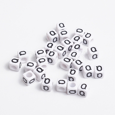 White Cube Letter Acrylic Beads X-PL37C9308-Q-1