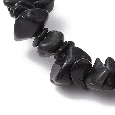 Natural Obsidian Chip Beaded Stretch Bracelets BJEW-JB11133-12-1
