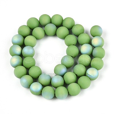 Frosted Opaque Glass Beads Strands GLAA-T032-P10mm-MBB06-1