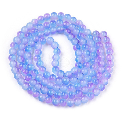 Baking Paint Imitation Jade Glass Round Bead Strands DGLA-N003-8mm-01-1