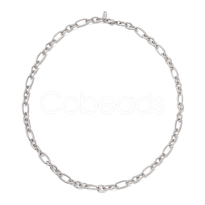 7MM 304 Stainless Steel Figaro Chains Chain Necklaces for Women NJEW-JN05925-1