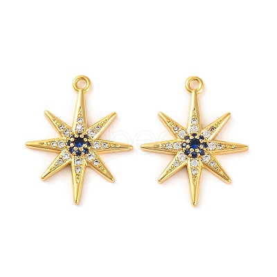 Brass Micro Pave Clear Cubic Zirconia Pendants X-KK-U017-10F-G-1