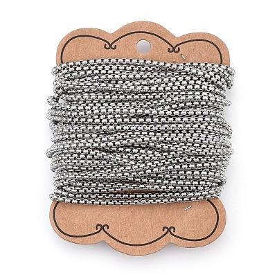 Non-Tarnish 3.28 Feet 304 Stainless Steel Box Chains X-CHS-L017-07B-1