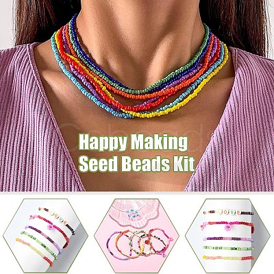 DIY Round Glass Beads Bracelet Making Kits SEED-YW0002-64A-1