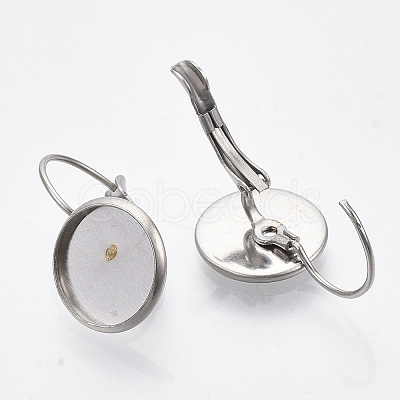 Tarnish Resistant Flat Round Tray Smooth Surface 304 Stainless Steel Leverback Earring Findings LS-X-STAS-R065-66-1