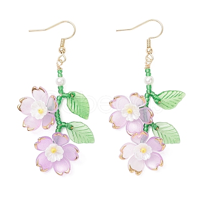 Acrylic Flower Dangle Earrings EJEW-MZ00588-02-1