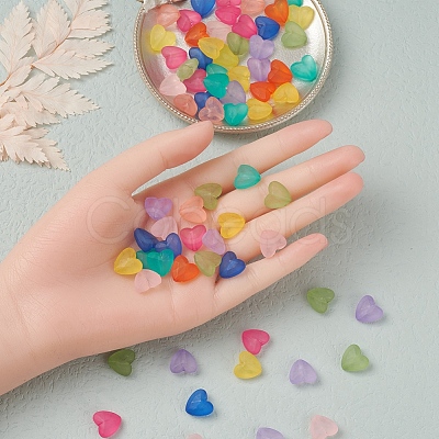 100Pcs 10 Colors Transparent Acrylic Beads FACR-YW0001-02-1