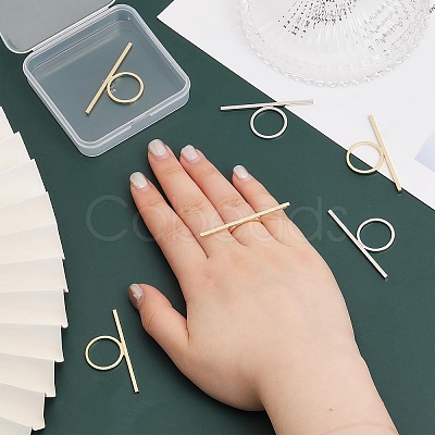 8Pcs 2 Colors Alloy Rectangle Bar Finger Ring for Women FIND-CA0007-09-1
