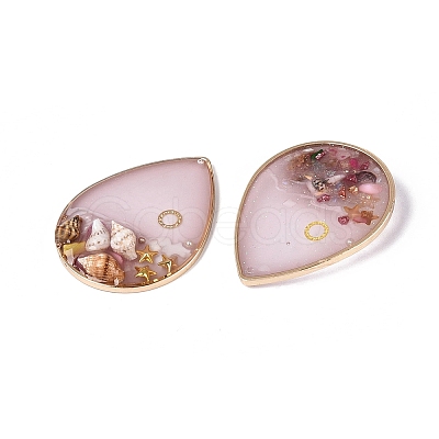 Brass & Epoxy Resin Pendants KK-Q082-03KCG-01-1
