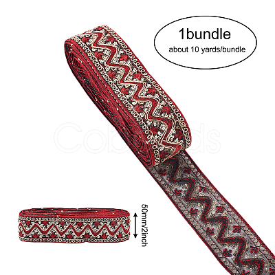 Ethnic Style Embroidery Polyester Ribbons SK-TAC0001-04-1