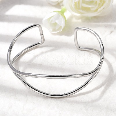304 Stainless Steel Cuff Bangles for Women BJEW-Z150-01P-02-1