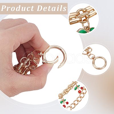 1Pc Zinc Alloy with Resin and PU Leather Dark Red Cherry Purse Decorative Chains AJEW-SC0002-99B-1