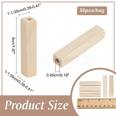 50Pcs Unfinished Wood European Beads WOOD-NB0002-47-1
