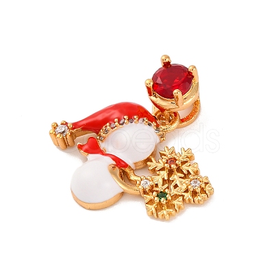 Christmas Theme Brass Micro Pave Cubic Zirconia Pendants KK-C076-27G-07-1