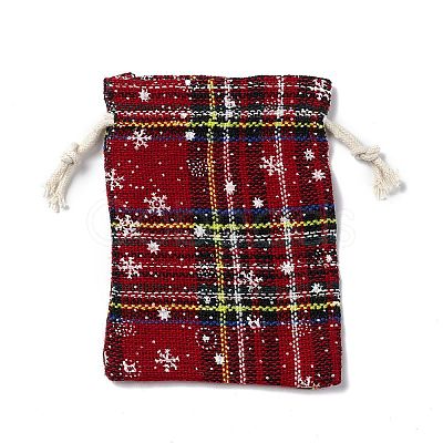 Christmas Theme Rectangle Jute Bags with Jute Cord LS-ABAG-E006-01C-1