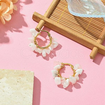 Natural Moonstone Chips Braided Hoop Earrings EJEW-JE04940-24-1