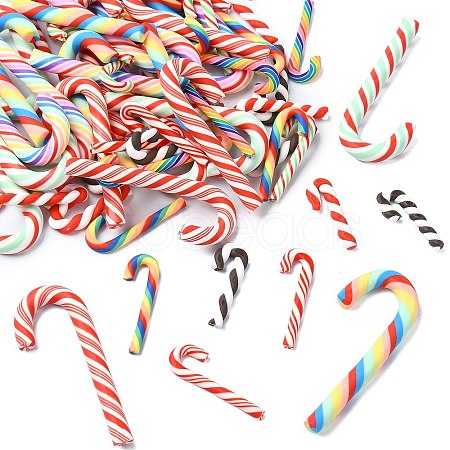 60Pcs 10 Styles Christmas Theme Polymer Clay Artificial Candy Cane FIND-CJ0002-89-1