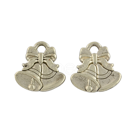 Tibetan Style Alloy Christmas Bell Pendants X-TIBEP-GC158-AS-RS-1