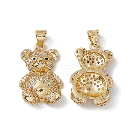 Brass Micro Pave Cubic Zirconia Pendants KK-B061-16G-1
