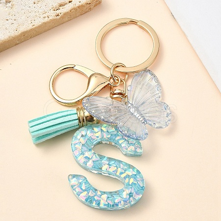 Resin & Acrylic & Faux Suede Tassel Keychain X1-KEYC-YW00117-19-1