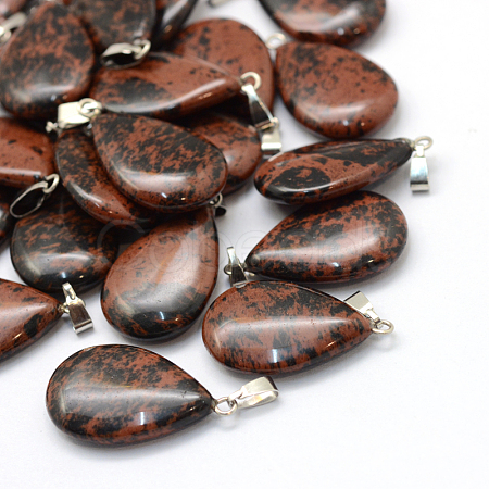 Teardrop Natural Mahogany Obsidian Pendants G-Q368-11-1