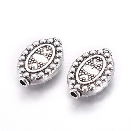 Tibetan Style Alloy Oval Beads TIBEB-2223-AS-LF-1