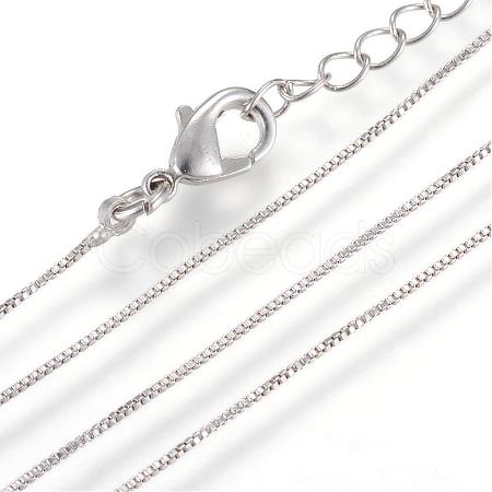 Real Platinum Plated Brass Box Chains Necklaces MAK-R014-P-1