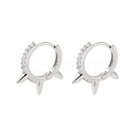 Brass Micro Pave Cubic Zirconia Hoop Earrings EJEW-P259-14P-1