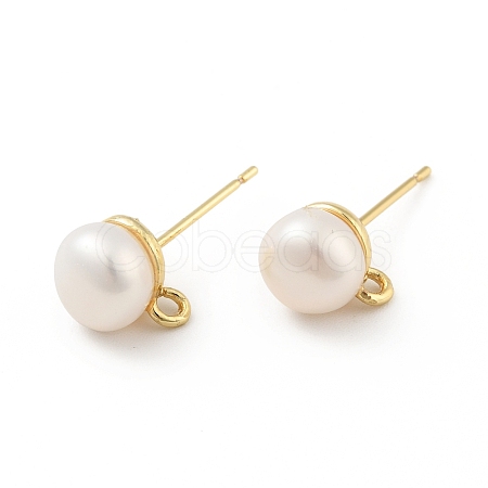 Natural Pearl Stud Earrings Findings X-KK-B059-33G-1