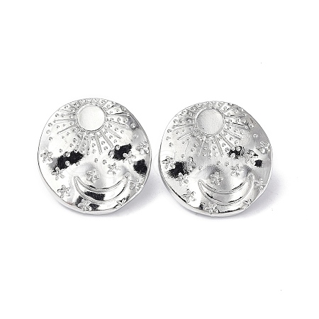 Tarnish Resistant 304 Stainless Steel Sun with Moon Stud Earrings for Women EJEW-F300-06P-1