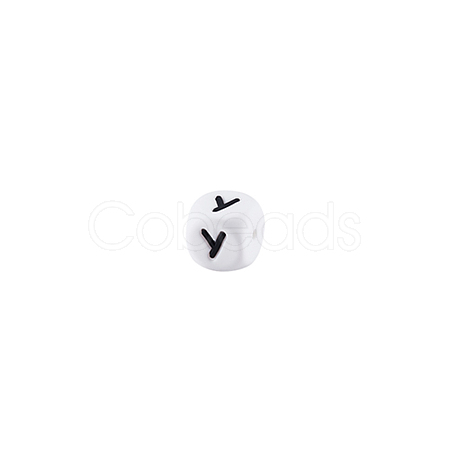 Cube with Letter Pattern Silicone Beads FIND-SZC0014-323-1