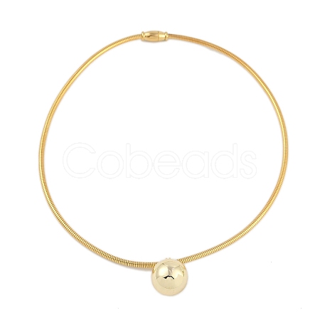 Stainless Steel Round Snake Chain Pendant Necklaces NJEW-D088-01G-01-1