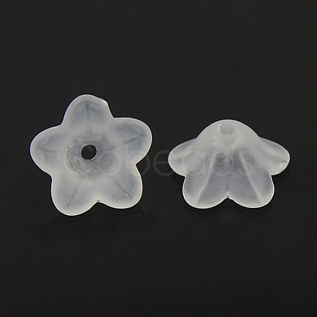 Chunky White Transparent Frosted Flower Acrylic Beads X-PL560-1