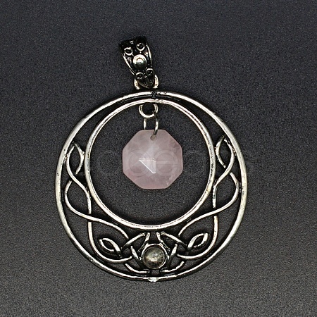 Natural Rose Quartz Faceted Hexagon Pendants PW-WGD21FA-06-1