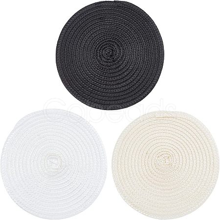 CHGCRAFT 3Pcs 3 Colors Polyester Imitation Straw Round Hat Base for Millinery AJEW-CA0002-79-1