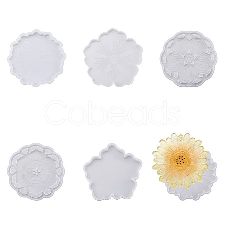 6Pcs 6 Style Silicone Flower Cup Mat Molds Sets DIY-BG0001-21-1