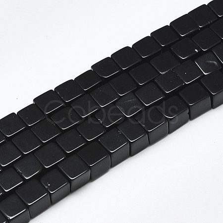 Natural Black Stone Beads Strands G-S357-G23-1