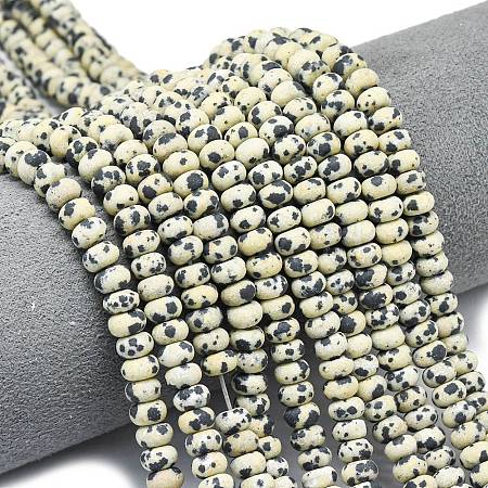 Natural Dalmatian Jasper Beads Strands G-P575-A01-6x4mm-1