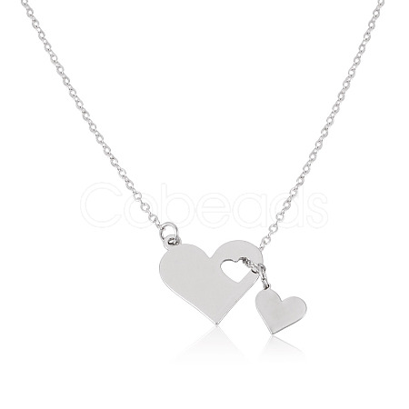 1Pc 302 Stainless Steel Heart Puzzle Pendant Cable Chain Lariat Y Necklaces for Women NJEW-TADJ0001-01P-1