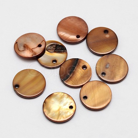 Dyed Natural Flat Round Shell Pendant SHEL-P003-04A-1