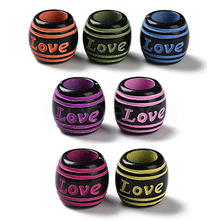 Spray Printed Opaque Acrylic European Beads SACR-P031-33B-1