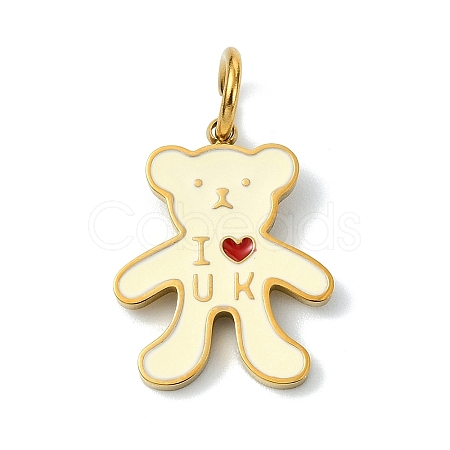 304 Stainless Steel Enamel Pendants STAS-A145-01L-G-1
