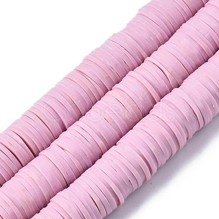 Flat Round Handmade Polymer Clay Beads CLAY-R067-12mm-26-1