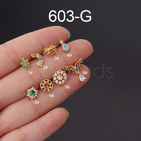 316L Surgical Stainless Steel Micro Pave Cubic Zirconia Cartilage Earrings WG7DF17-04-1